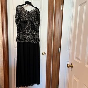 Pisarro Nights Elegant Black and Silver Women's Long Dress - 18W